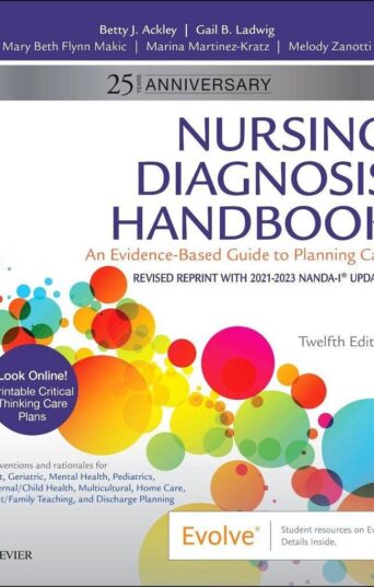 Get nursing care plans right! Ackley’s Nursing Diagnosis Handbook: An Evidence-Based Guide to Planning Care, 12th Edition Revised Reprint with 2021-2023 NANDA-I© Updates helps you select appropriate nursing diagnoses and write care plans with ease and confidence. This convenient handbook shows how to correlate nursing diagnoses with known information about clients on the basis of assessment findings, established medical or psychiatric diagnoses, and the current treatment plan. Revised and updated with 2021-2023 NANDA-I© approved nursing diagnoses, the book integrates NIC and NOC taxonomies, evidence-based nursing interventions, and adult, pediatric, geriatric, multicultural, home care, safety, and client/family teaching and discharge planning considerations to help you create unique, individualized care plans. Step-by-step instructions show how to use the Guide to Nursing Diagnoses and Guide to Planning Care sections to create a unique, individualized plan of care. UNIQUE! Care plans are provided for NANDA-I© approved nursing diagnoses. Evidence-based interventions and rationales include recent or classic research and references supporting the use of each intervention. Examples of and suggested NIC interventions and NOC outcomes are presented in each care plan. 150 NCLEX® exam-style review questions are available on the Evolve website. Easy-to-follow Sections I and II guide you through the nursing process and selection of appropriate nursing diagnoses. Clear, concise interventions are usually only a sentence or two long and use no more than two references. Safety content emphasizes what must be considered to provide safe patient care. List of NANDA-I© Diagnoseson the inside front cover of the book provides quick reference to page numbers. Alphabetical thumb tabs allow quick access to specific symptoms and nursing diagnoses. Appendixes provide valuable information in an easy-to-access location.